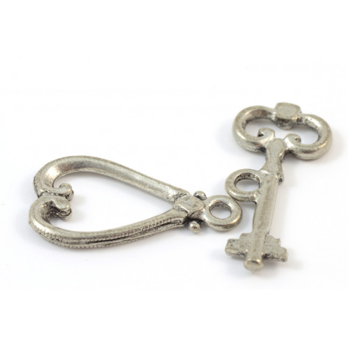 Toggle heart antique silver plated 